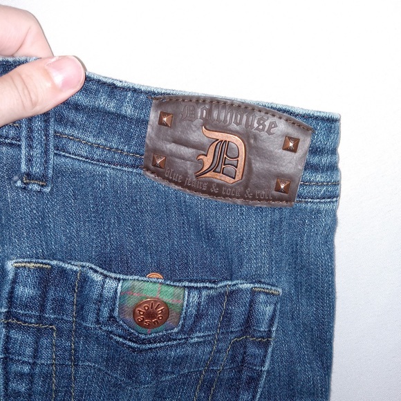 Dollhouse Boot Cut Blue Jeans Punk Metal Bar Hook And Eye Closure Raw Hem 5/6 - Picture 9 of 15